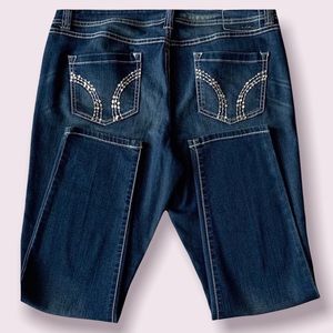 INC dark wash stretch skinny jeans rhinestone detail good condition size 16